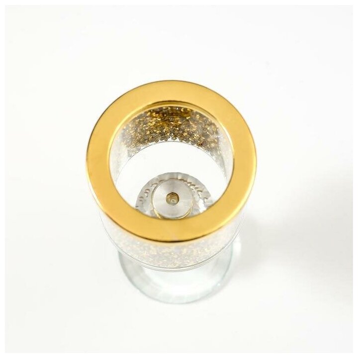 Подсвечник стекло на 1 свечу "Золотые камешки" ножка с кристаллами 16,5х7,5х7,5 см - фотография № 2