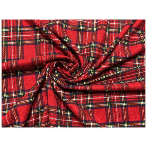 Ткань костюмная Шотландка, красная (костюмная ткань). Отрез длиной 2 м.
