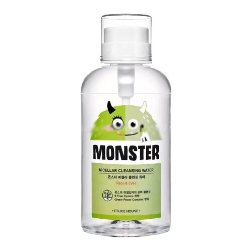 фото Etude House мицеллярная вода для снятия макияжа с экстрактом алоэ Monster Micellar Cleansing Water, 700 мл