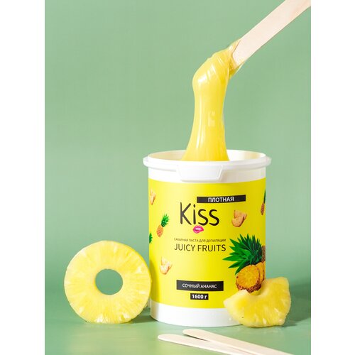 Сахарная паста для депиляции Kiss JUICY FRUITS сочный ананас 1600 г. Плотная