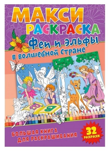 Макси-раскраски. Феи и эльфы. Развивающая книга