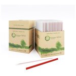 Бумажные трубочки для напитков «чистая страна» - 250 шт. 197/8 мм, цвет красный, в индивидуальной упаковке - изображение