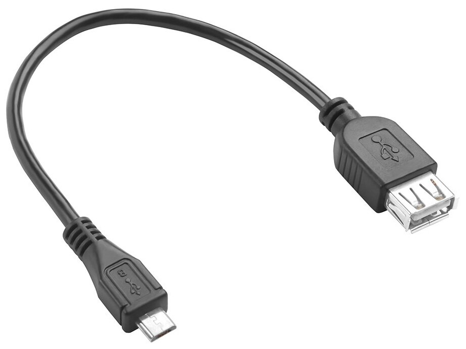 Адаптер переходник OTG MicroUSB M/USB AF для подключения к телефону USB устройств (4PH-MB1) черный 0.15м