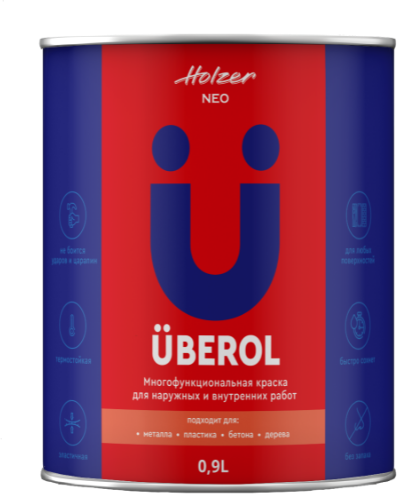 Holzer Uberol Универсальная краска для всех поверхностей (белый, база BW, 0,9 л)
