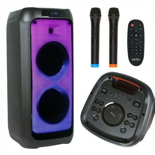 Портативная караоке система Perfeo Power Box 80 Flame II 80Вт FM USB BT 5000 мАч черная 3849800₽