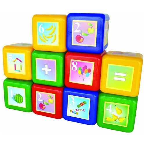 Кубики Юг-Пласт математика 10 деталей пластик Юг-Пласт набор юг пласт кубики азбука 16 деталей