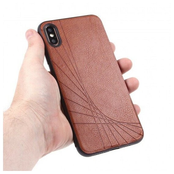 Чехол ТПУ под кожу для iPhone XS Max, 011178 Светло-коричневый