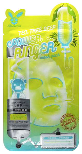 Elizavecca Успокаивающая тканевая маска с экстрактом чайного дерева Tea Tree Deep Power Ringer Mask Pack, 30 г, 23 мл