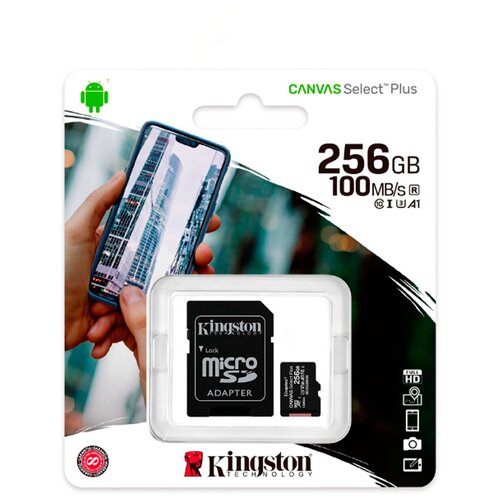 Карта памяти 256Gb - Kingston Micro Secure Digital HC Class10 UHS-I Canvas Select Plus SDCS2/256GB с переходником под SD (Оригинальная!) карта памяти 256gb kingston micro secure digital hc class10 uhs i canvas select plus sdcs2 256gb с переходником под sd оригинальная