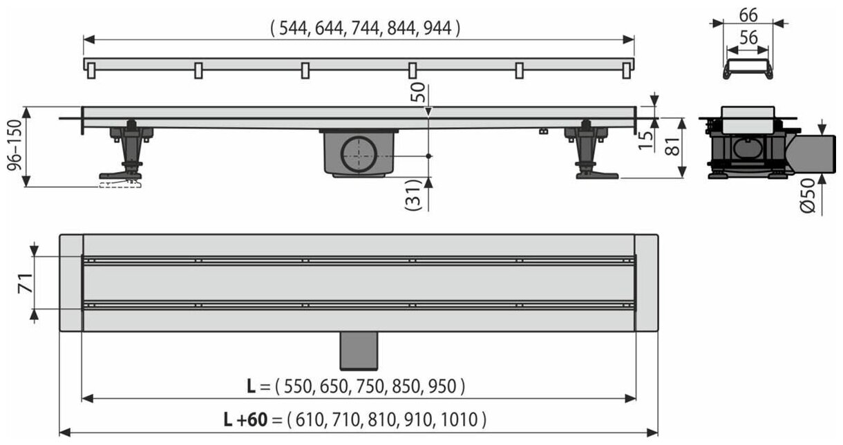 Трап для душа AlcaPlast Fit&Go APZ13-Double9-550 с решеткой Alca plast - фото №9
