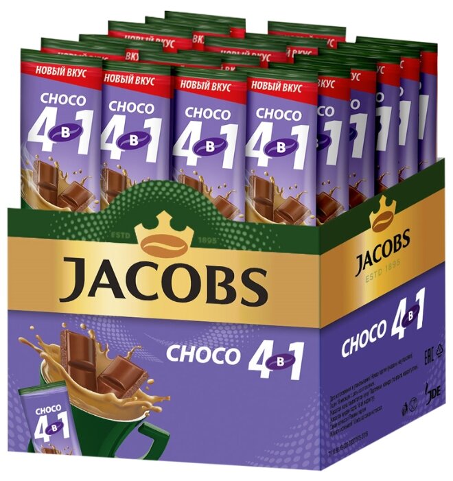 Растворимый кофе Jacobs 4 в 1 Choco, в стиках