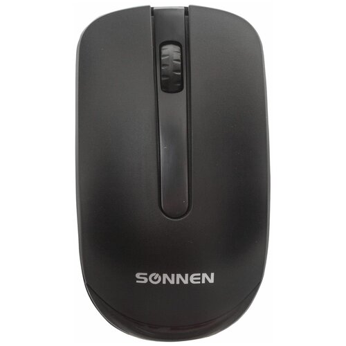 Мышь беспроводная SONNEN M-3032, USB, 1200 dpi, 2 кнопки + 1 колесо- кнопка, оптическая, черная, 512640