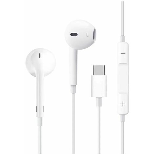 Наушники проводные с микрофоном для телефона разъем Type-C белый 39000₽
