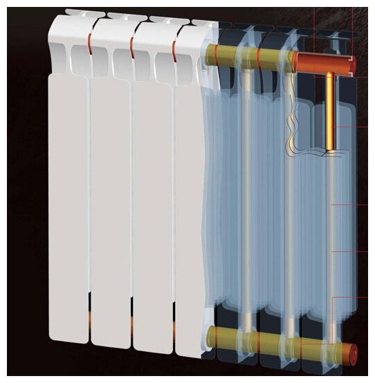 Радиатор биметаллический Rifar Monolit 500 10 секций, антрацит - фото №9