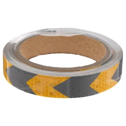 SUI Светоотражающая лента, самоклеящаяся, черно-желтая, 2 см х 8 м