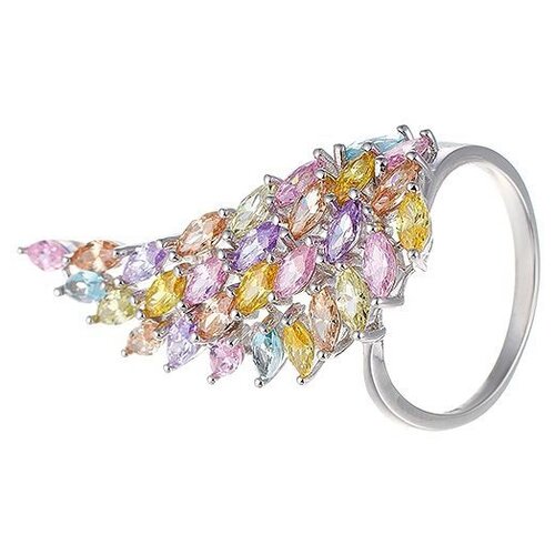 фото Jv кольцо с фианитами из серебра sr-b02066c-001-wg, размер 18