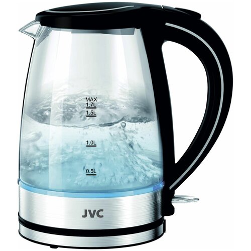 Чайник электрический JVC 1,7 л стеклянный с контроллером STRIX, автооткрывание крышки, светодиодная подсветка, индикация включения, 2200 Вт электрочайник jvc jk ke1808 черный
