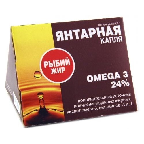 Рыбий жир янтарная капля омега-3 капс., 300 мг, 100 шт.