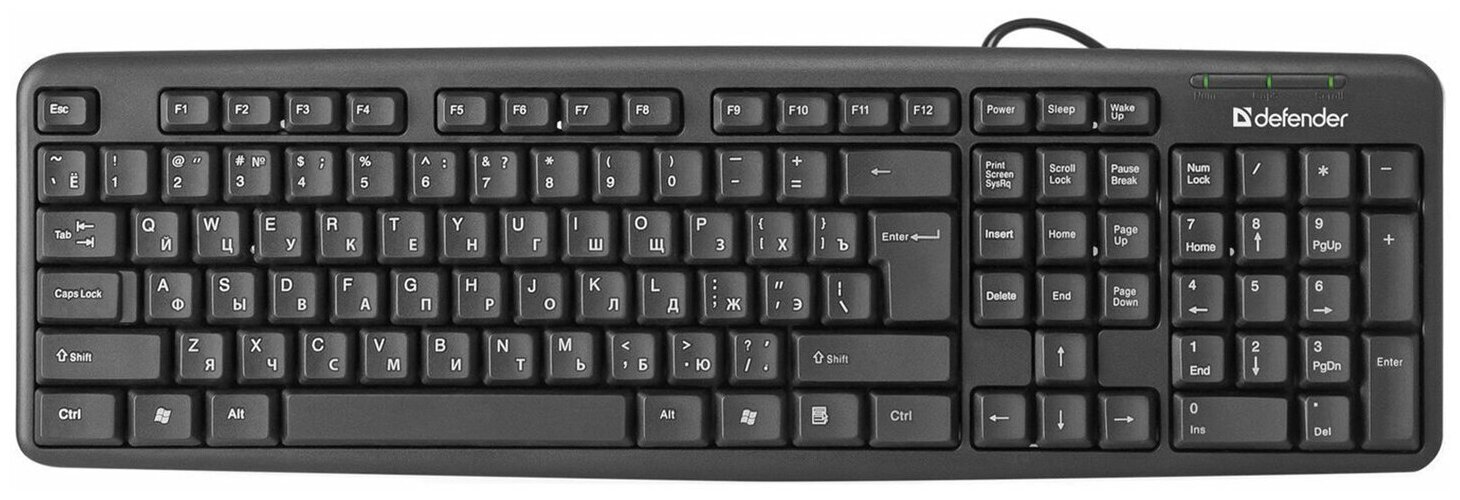 Клавиатура проводная DEFENDER Element HB-520 разъем PS/2 104 клавиши + 3 дополнительные клавиши черная 45520