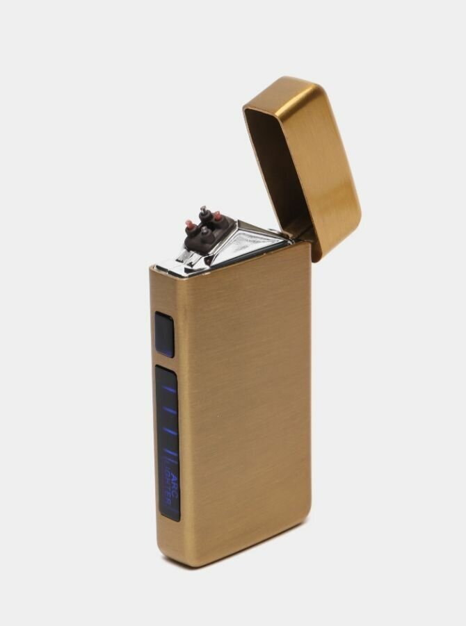 Зажигалка электронная подарочная импульсная, USB, золото - фотография № 2