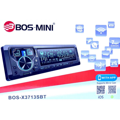 Автомагнитола+Bluetooth+USB+AUX+Радио Bos Mini X3713SBT