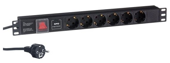 Блок розеток Exegate ServerPro PDU-19H608 6шт, 1U, 19", 2 м