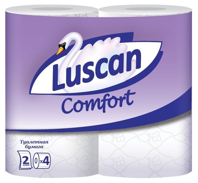 Бумага туалетная Luscan Comfort 2-слойная белая (4 рулона в упаковке)