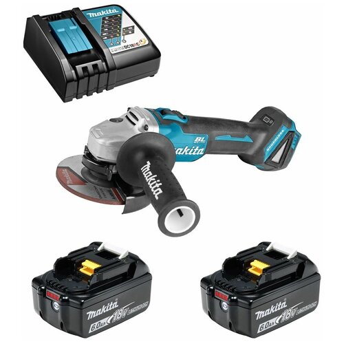 Шлифмашина угловая аккумуляторная 18В LXT 125мм Li-Ion 2x6Ач Makita DGA504RGE 3999000₽