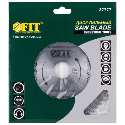 фото Пильный диск fit 37777 по ламинату 190 х 30 х 60 т