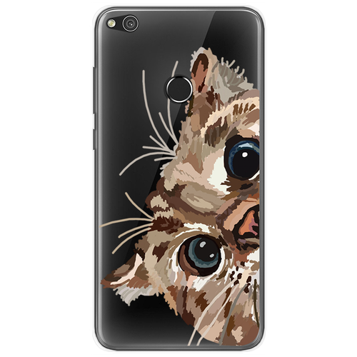 Силиконовый чехол на Huawei P8 Lite 2017 / Хуавей П8 Лайт 2017 Любопытный кот, прозрачный