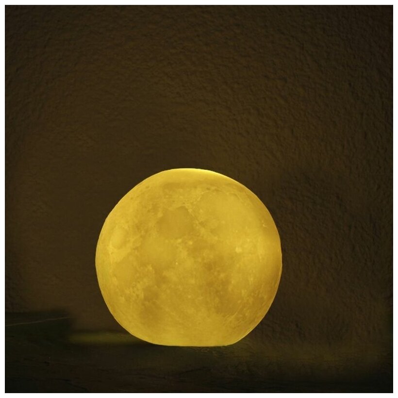 3D Ночник "Луна" с деревянной подставкой (светильник настольный лунный шар), диаметр 8 см - фотография № 6