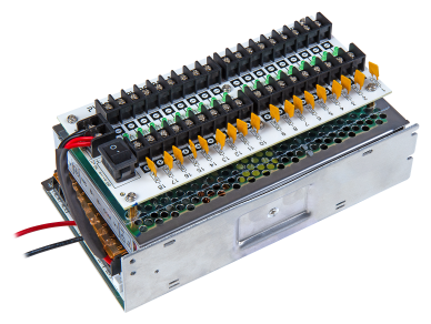 PV-DC10A+ NC - профессиональный стабилизированный блок бесперебойного питания DC 12 В, 10 А с восемнадцатью защищенными выходами на DIN-рейку