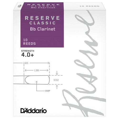 Трости для кларнета Rico Reserve Classic №4+ Bb (10 шт)