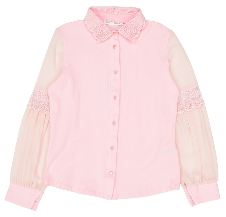 Блузка для девочки, блузка школьная, с длинным шифоновым рукавом / Белый слон 5337 (светло-розовый) р.152 - фотография № 1