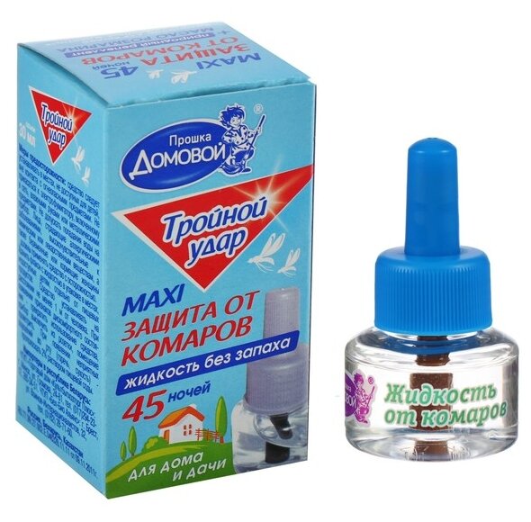 Жидкость для фумигатора Домовой Прошка Тройной удар MAXI защита от комаров
