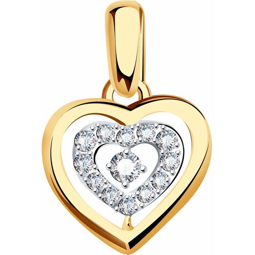 Подвеска Diamant online, золото, 585 проба, фианит, размер 1 см. подвеска diamant online золото 585 проба фианит размер 2 1 см