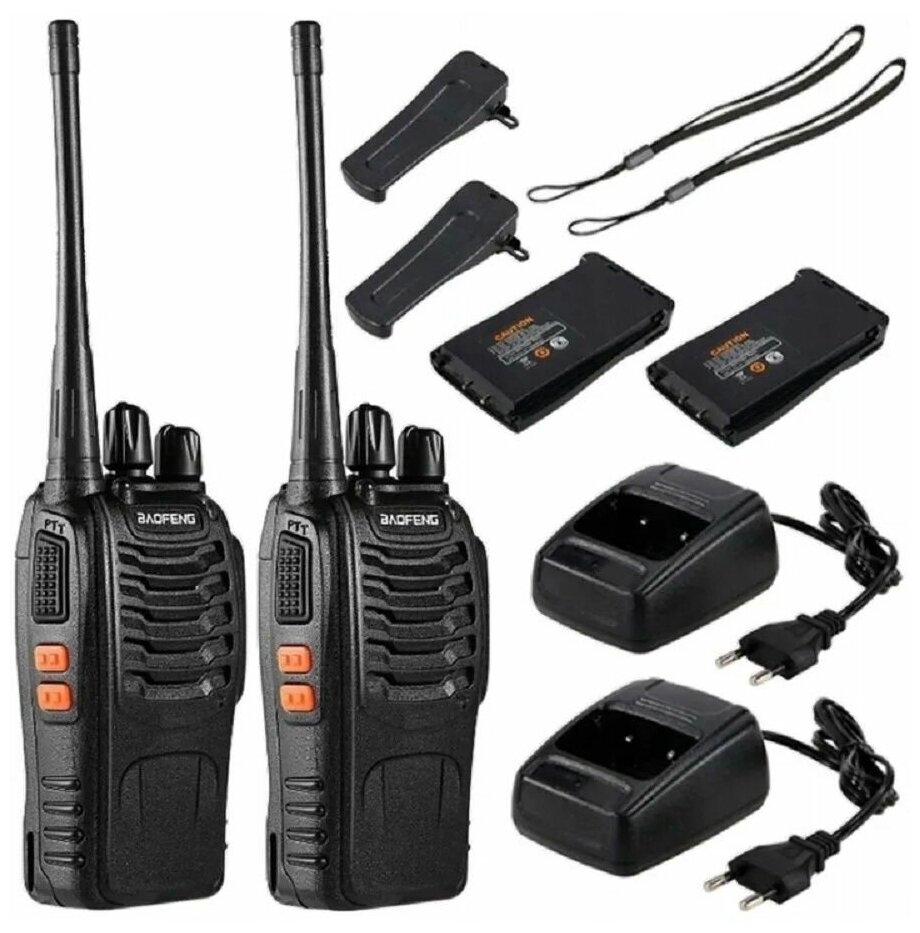 Рация комплект из 2 штук с наушником BF-888S 2 шт