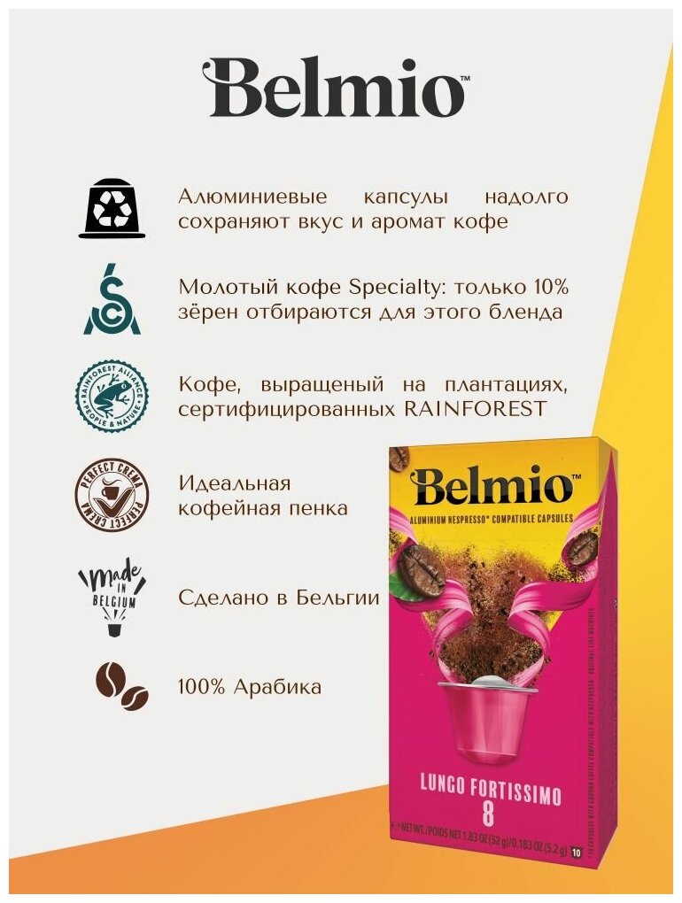 Кофе specialty в алюминиевых капсулах Belmio Lungo Forte, 100% Арабика, для системы Nespresso (Неспрессо), 100 капсул - фотография № 7