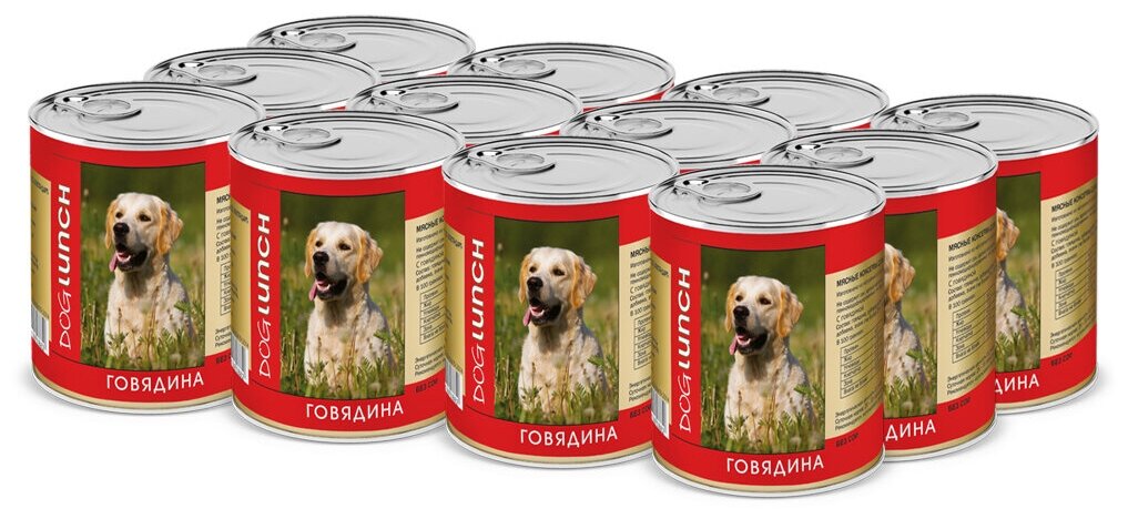 Dog Lunch консервы для собак Говядина в желе 750г х12шт