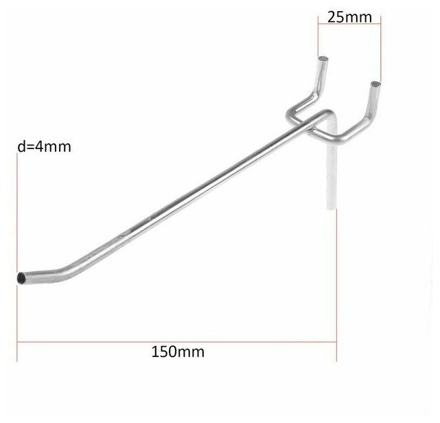 Крючок одинарный для металлической перфорированной панели L=15 d=4 шаг 25 5145652