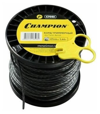 фото Корд триммерный CHAMPION AluTwist (3мм, 60м, витой) + нож C7065
