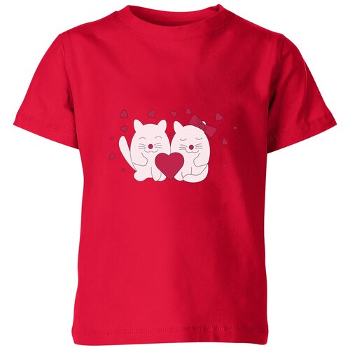 Футболка Us Basic, размер 4, красный детская футболка влюбленные котики 152 синий