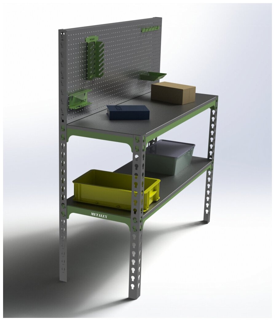 Стол-верстак 950x1100x500 (одна полка) + перфопанель с комплектом аксессуаров - фотография № 2