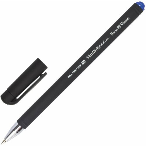 Ручка шариковая BRUNO VISCONTI SlimWrite, Black, синяя, корпус черный, узел 0,5 мм, линия письма 0,3 мм, 20-0009, 24 штук, 142911