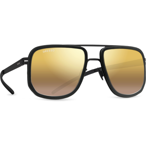 Солнцезащитные очки Gresso, квадратные, с защитой от УФ, зеркальные, для мужчин, черный