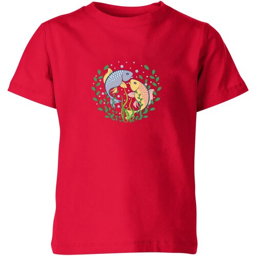 Футболка Us Basic, размер 4, красный женская футболка рыбки в аквариуме с водорослями m красный