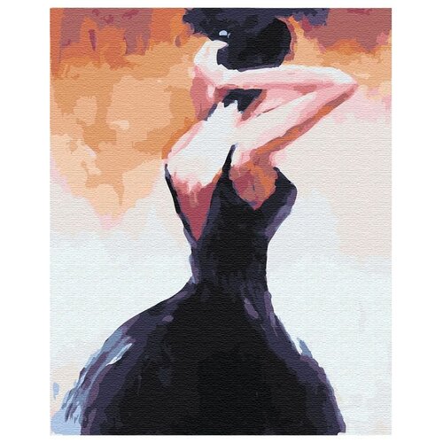 фото Картина по номерам 40х50 на подрамнике - девушка в черном платье вангогвомне