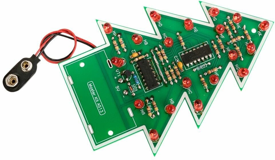 Набор для пайки - DIY "Новогодняя ёлочка 2D" на светодиодах радио-конструктор для начинающих, NS180 Мастер Кит
