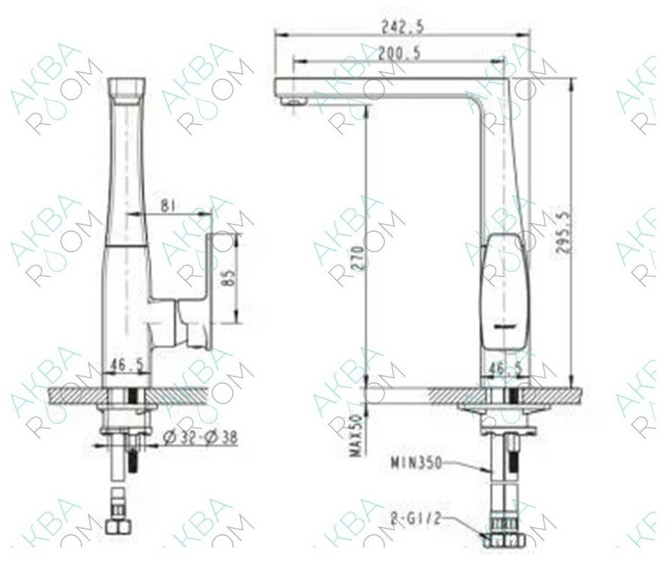 Смеситель для кухни Bravat RIFFLE с высоким поворотным изливом F772106C