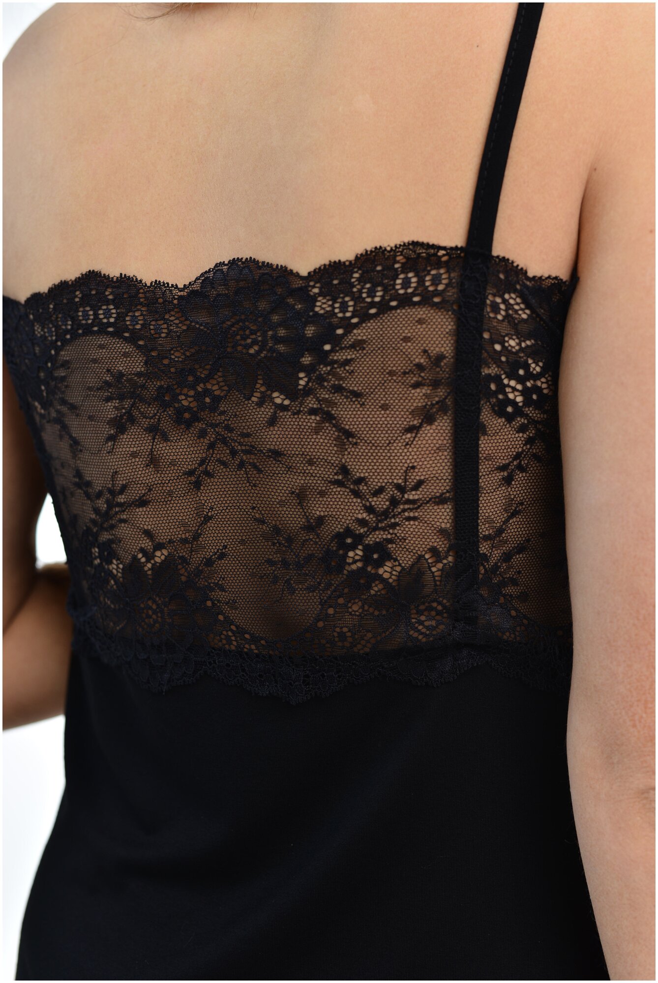 Женская домашняя ночная сорочка, для сна, из вискозы, София37, цвет черный, размер 46 - фотография № 7